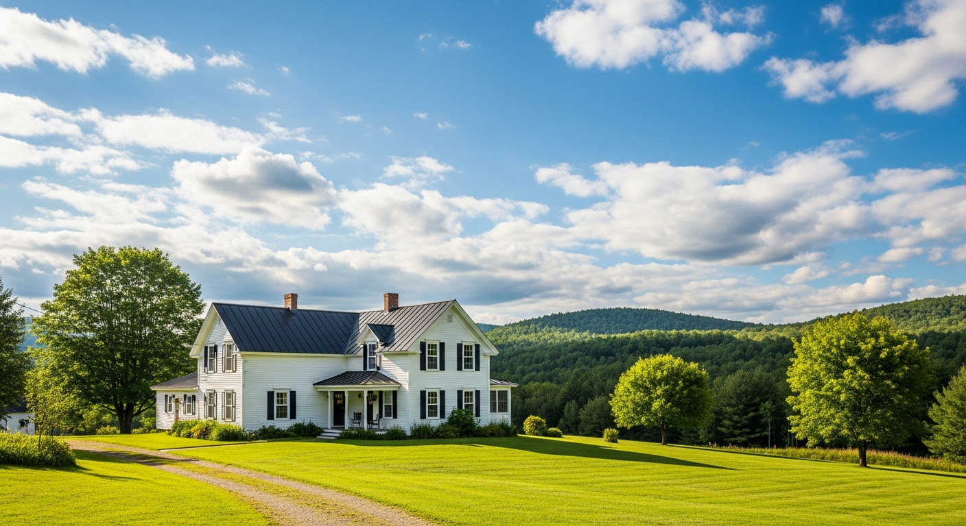 Rural Maine farmhouse with a private wastewater system